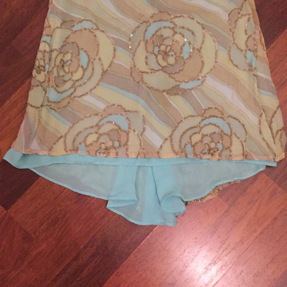 SOLD - Zara Size 6 100% Silk Green, Blue, Sequins - Picture 4 of 7